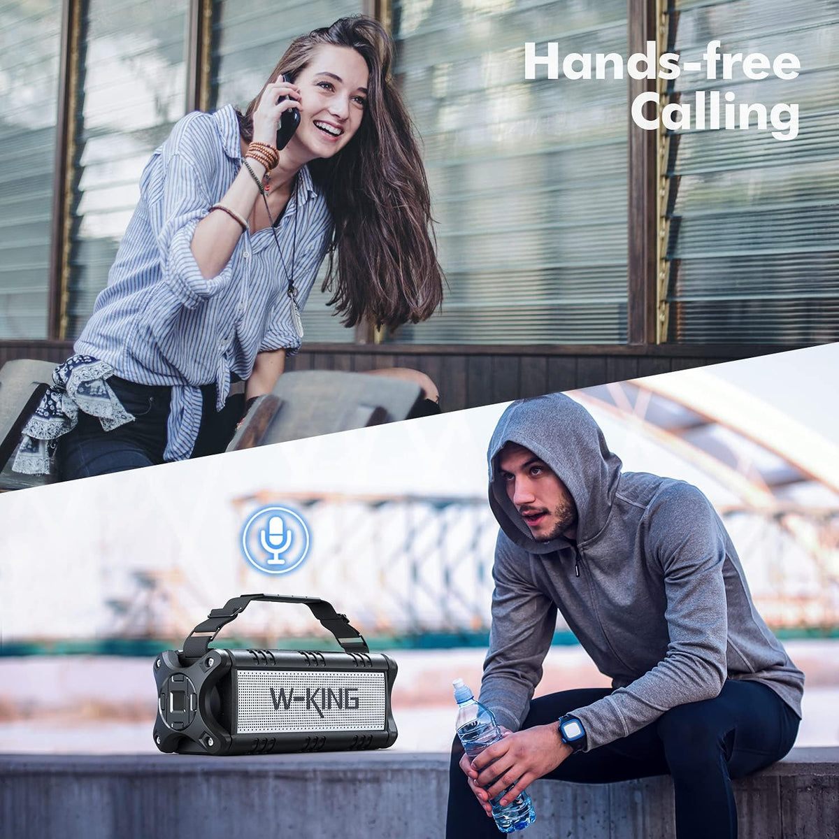 W-KING 90W Peak 50W RMS Powerful Bluetooth Speaker - IPX6 Waterproof, Large Outdoor Portable