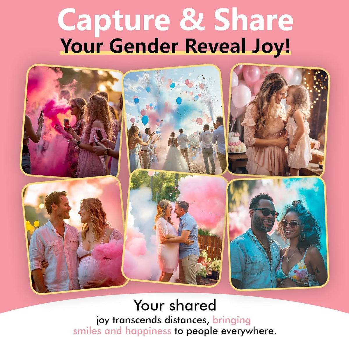 Previvo Gender Reveal Confetti Powder Cannon - 2 Pack Pink Baby Gender Reveal Poppers - 100%