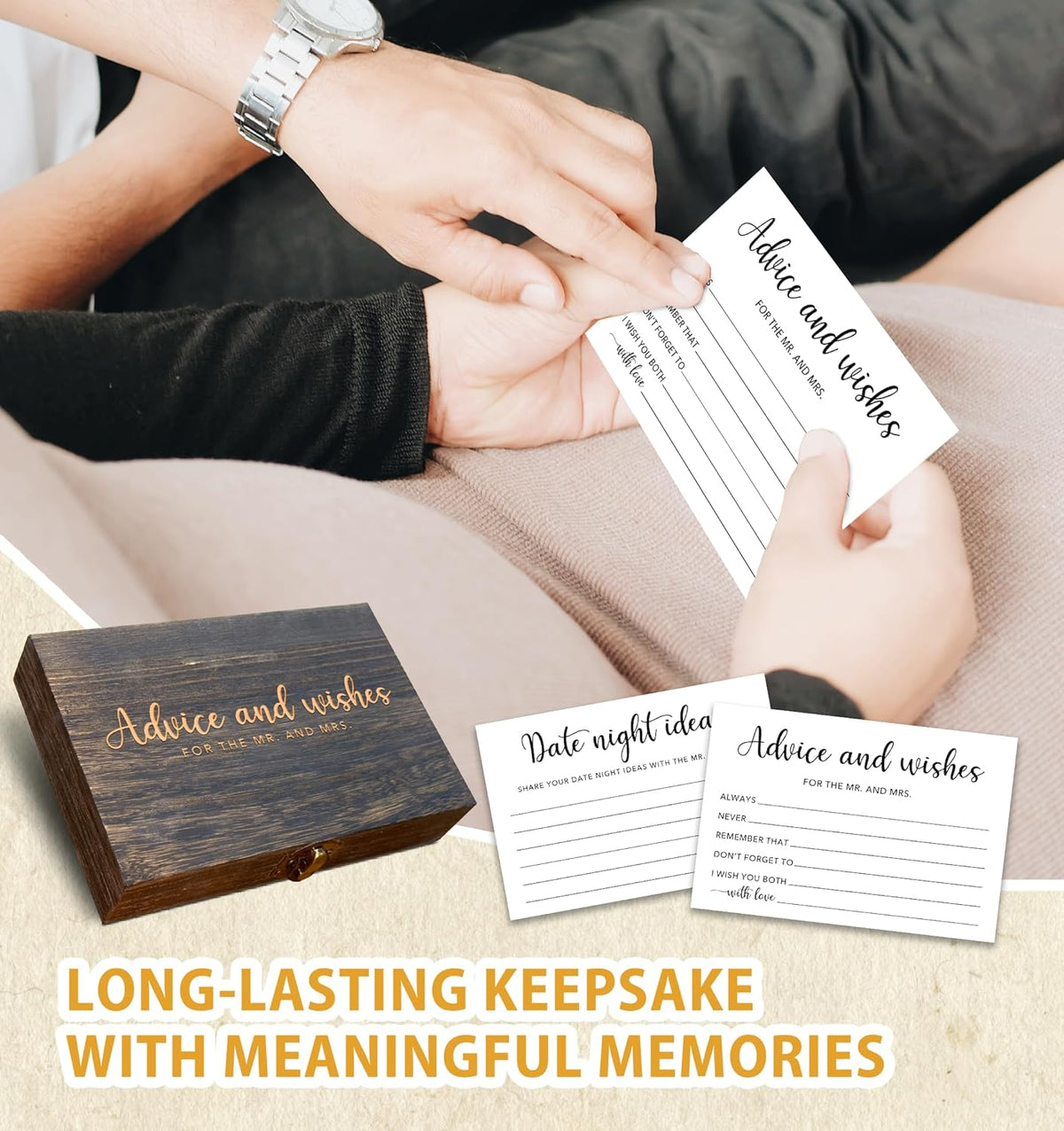 Advice and Wishes for the Mr and Mrs Box - 50 Pcs Wedding Advice Cards Bridal Shower Game Cards