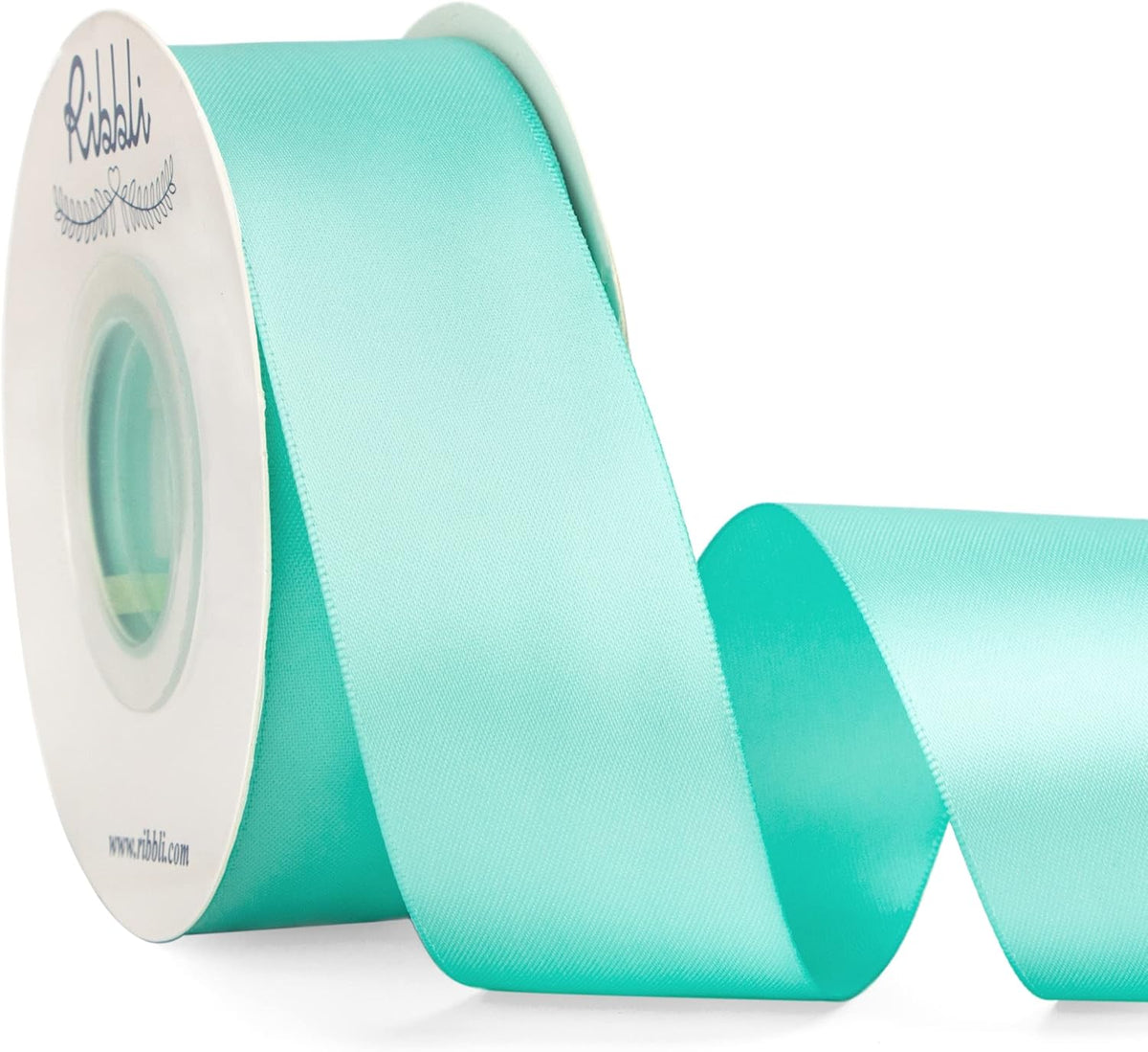 Ribbli Aqua Blue Double Faced Satin Ribbon,1-1/2” x Continuous 25 Yards,Use for Bows Bouquet,Gift