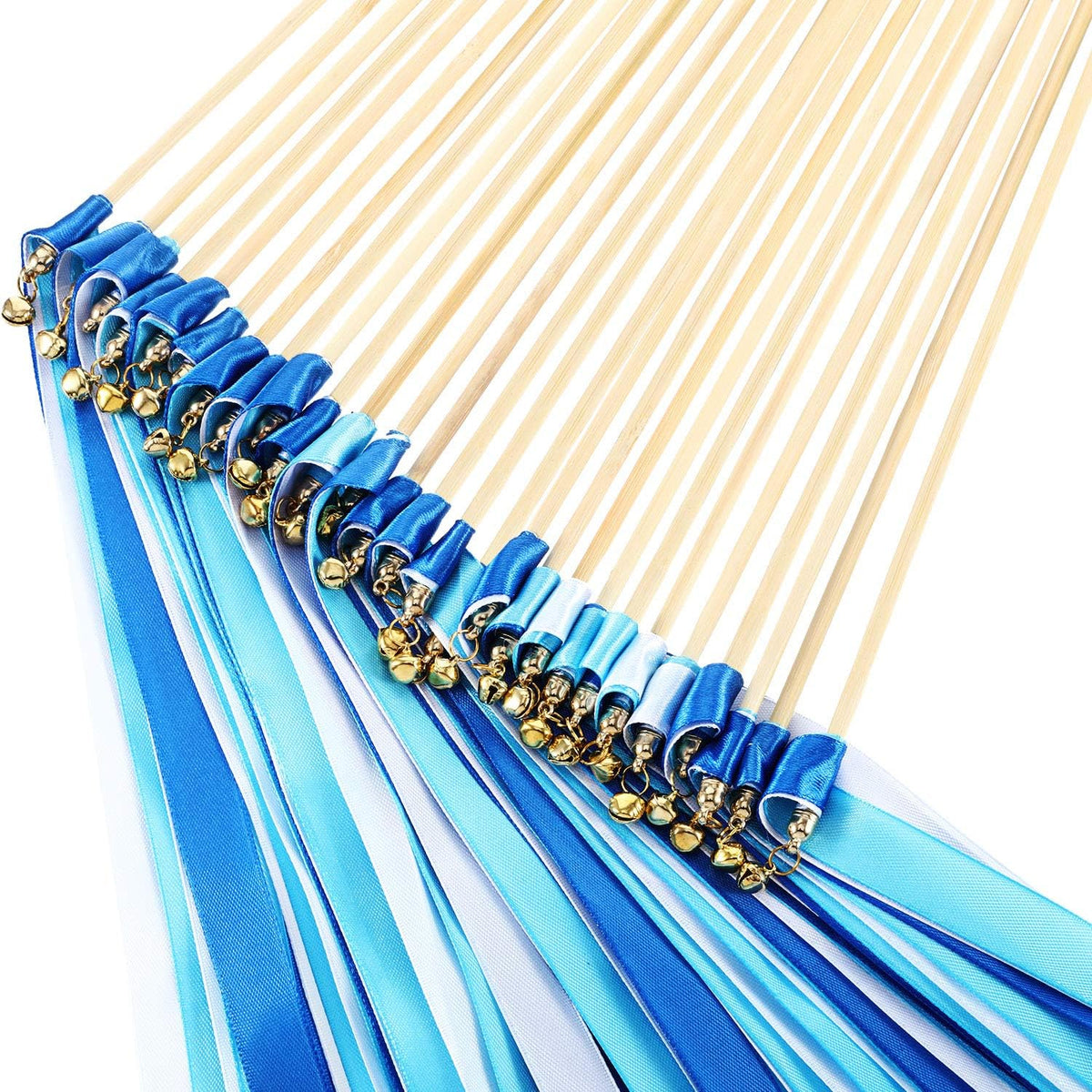 Boao 40 Pieces Mixed Color Ribbon Sticks with Bell, Ribbon Sticks for Stick Party, Streamers for