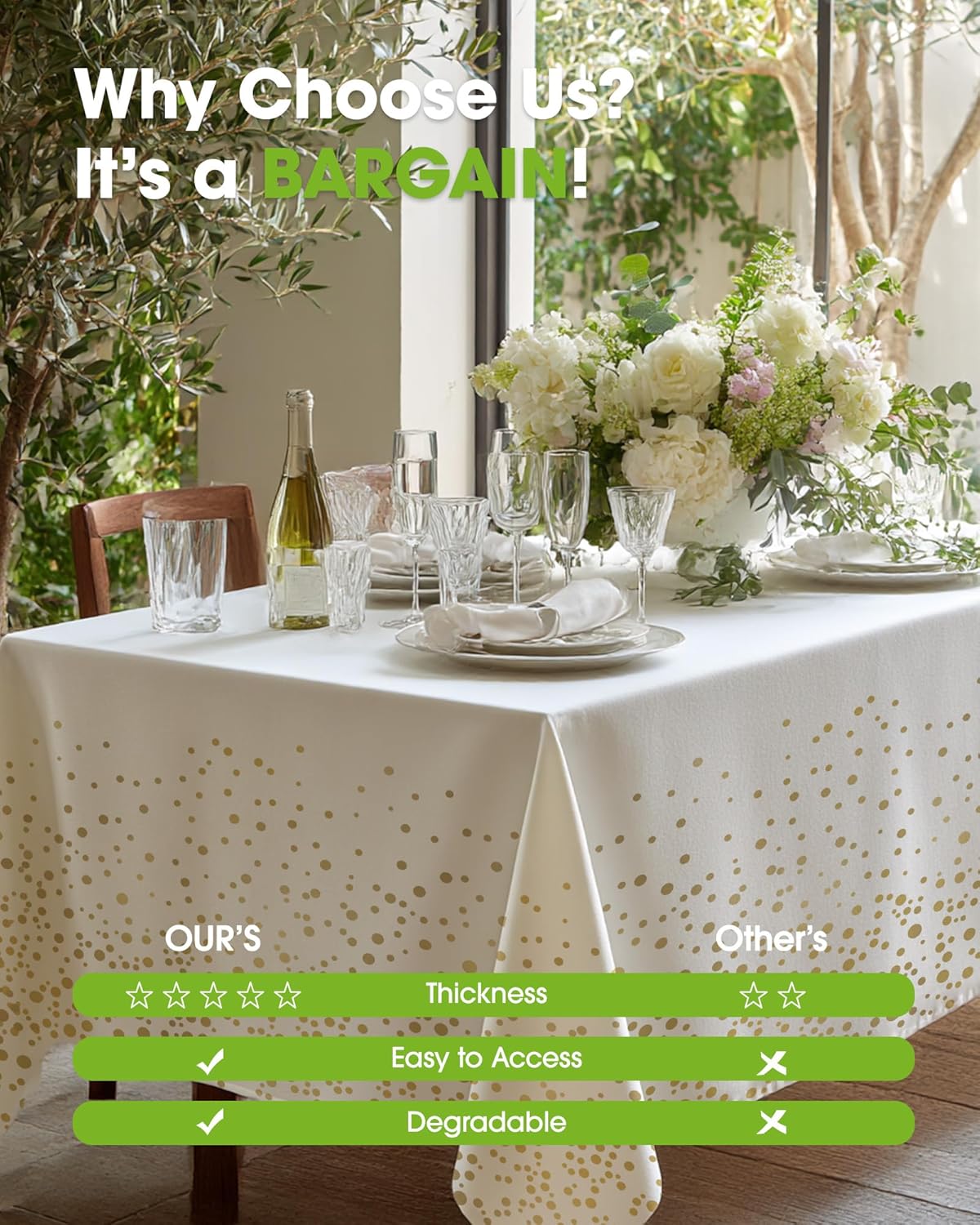 Pureegg Plastic Table Cloth Disposable 10 Pack, 54 x 108 Inch Table Cloths, Graduation Decorations