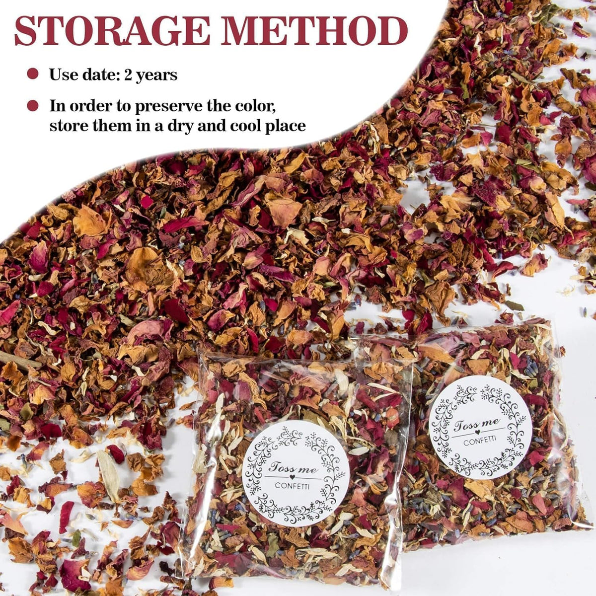 Sukh 8Packs Dried Flower Petals - Biodegradable Wedding Confetti,Natural Real Dried Flower Rose