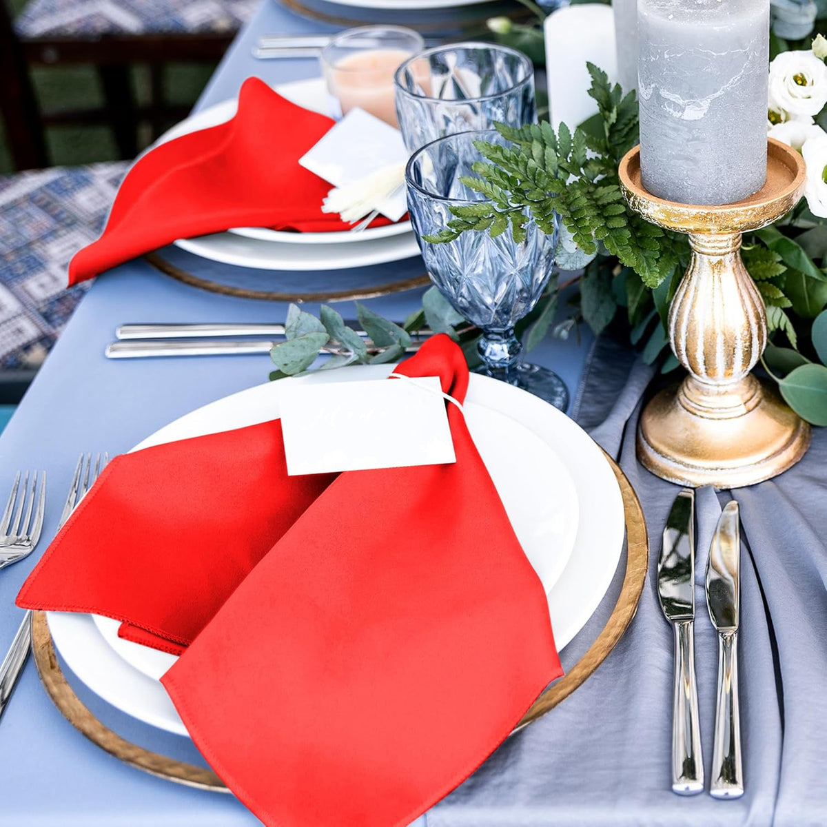 ANECO 12 Pieces Satin Napkins Soft Dinner Napkins Square Table Napkins 17 x 17 Inches for
