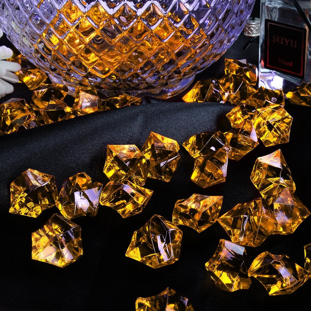 Babenest Acrylic Crushed Ice Rocks, 150 PCS Fake Crystals Plastic Ice Cubes Diamonds Gems for Vase