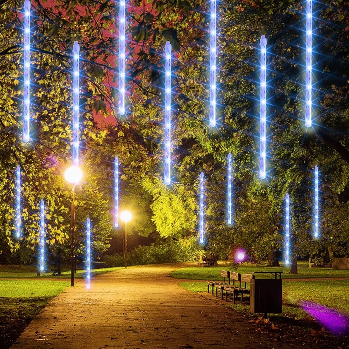 Dazzle Bright Christmas Lights Outdoor, 288LED Meteor Shower Rain Lights 12 Inch 8 Tubes