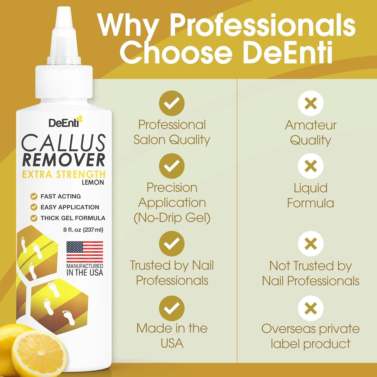 DeEnti Callus Remover for Feet, Extra Strength Foot Callus Remover Gel, 8oz Salon Grade Home