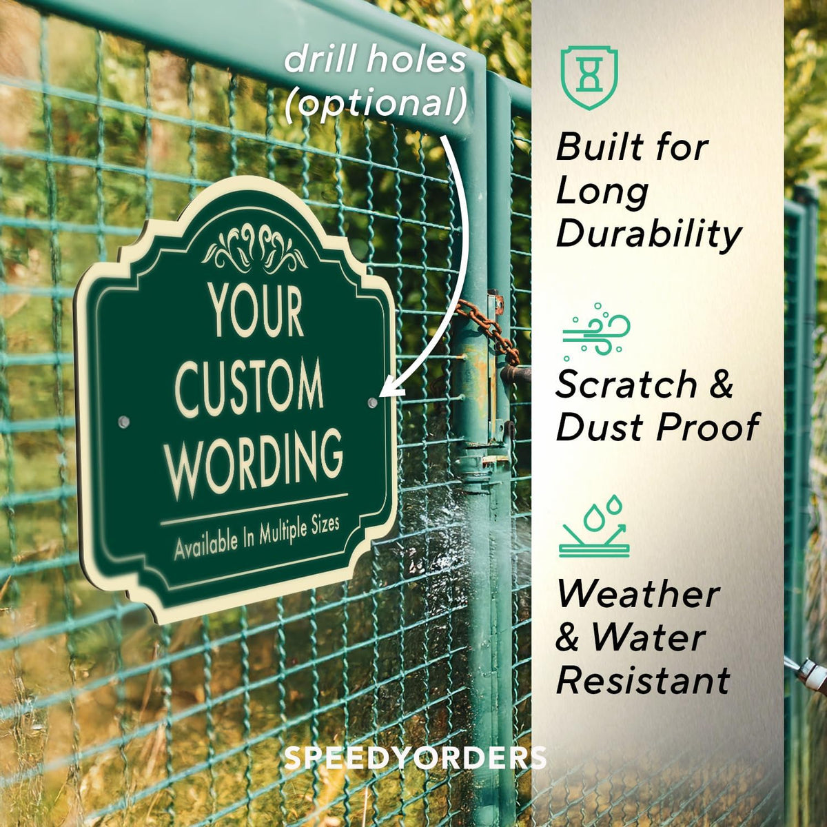 Custom Aluminum Signs: Driveway/Outdoor Metal, Waterproof, Forest Green 24x18 In