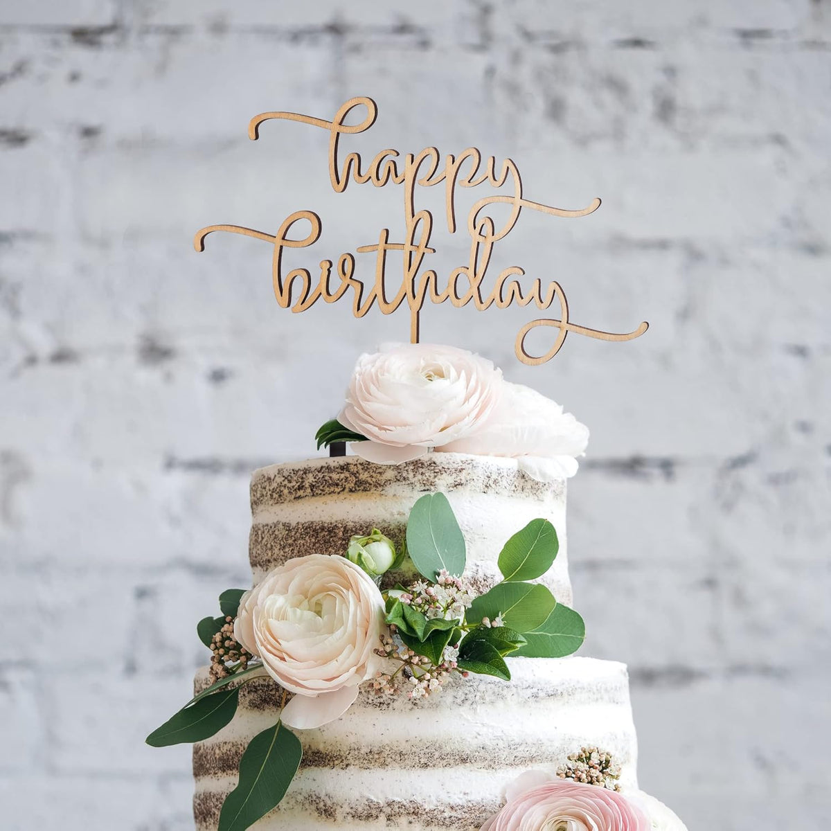 Happy Birthday Cake Topper - High-end Basswood Craft Durable Multifunctional Cake Topper, Wooden