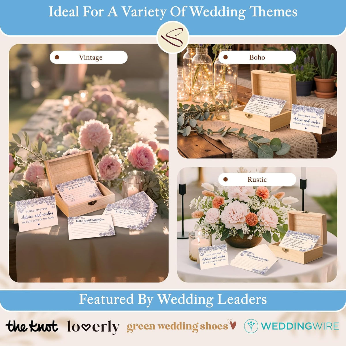 Advice And Wishes For The Mr And Mrs - Wedding Advice Cards For Bridal Shower Decorations, Blue