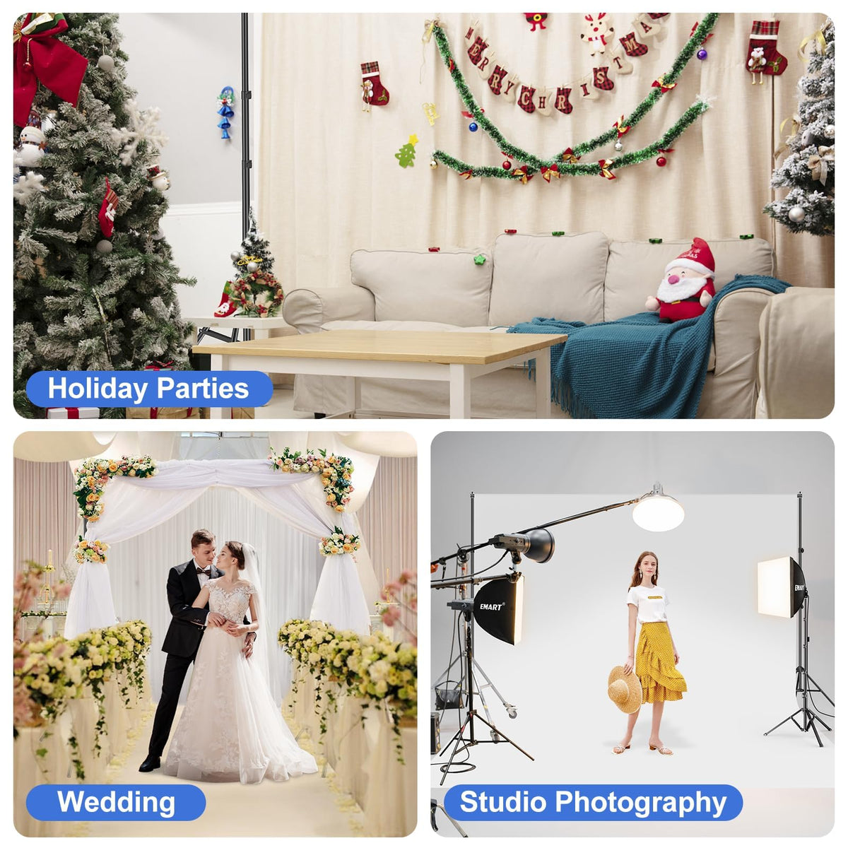 EMART Backdrop Stand 10x7ft(WxH) Photo Studio Adjustable Background Stand Support kit with 2