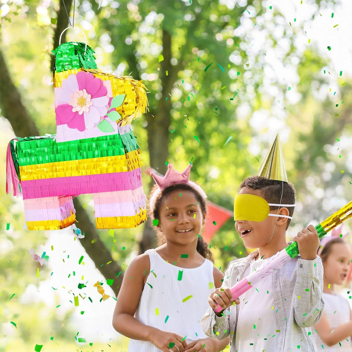 WERNNSAI Hawaiian Donkey Piñata - Rainbow Donkey Pinata for Summer Party Supply Cinco De Mayo Luau