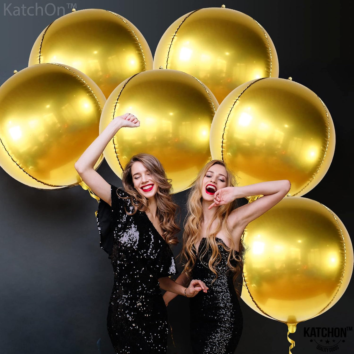 KatchOn, Big Gold Foil Balloon - 22 Inch, Pack of 6 | Gold Mylar Balloons for Golden Party