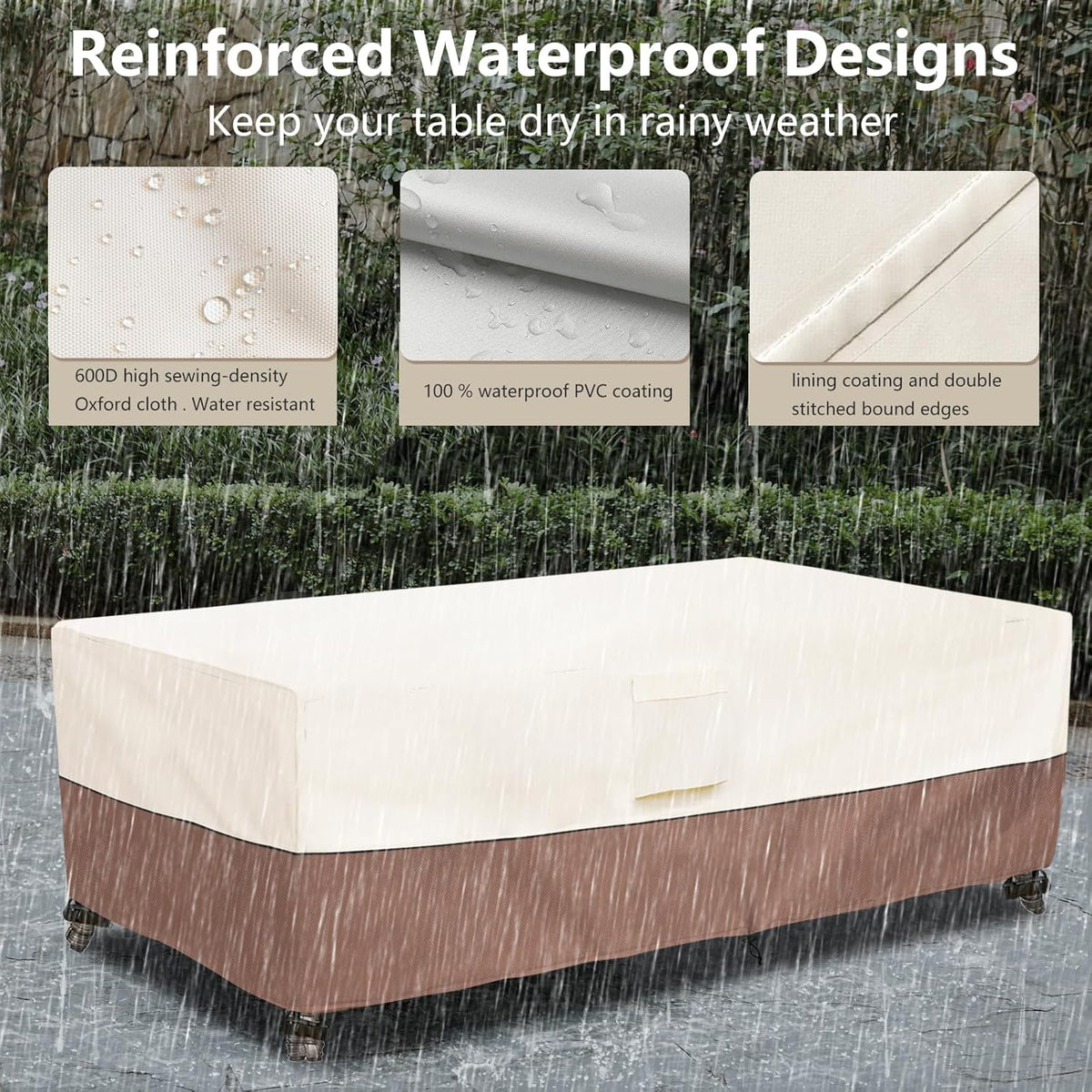 okcool Outdoor Coffee Table Cover,Waterproof Rectangular Patio Small Side Table Cover,48 x 28 x 16