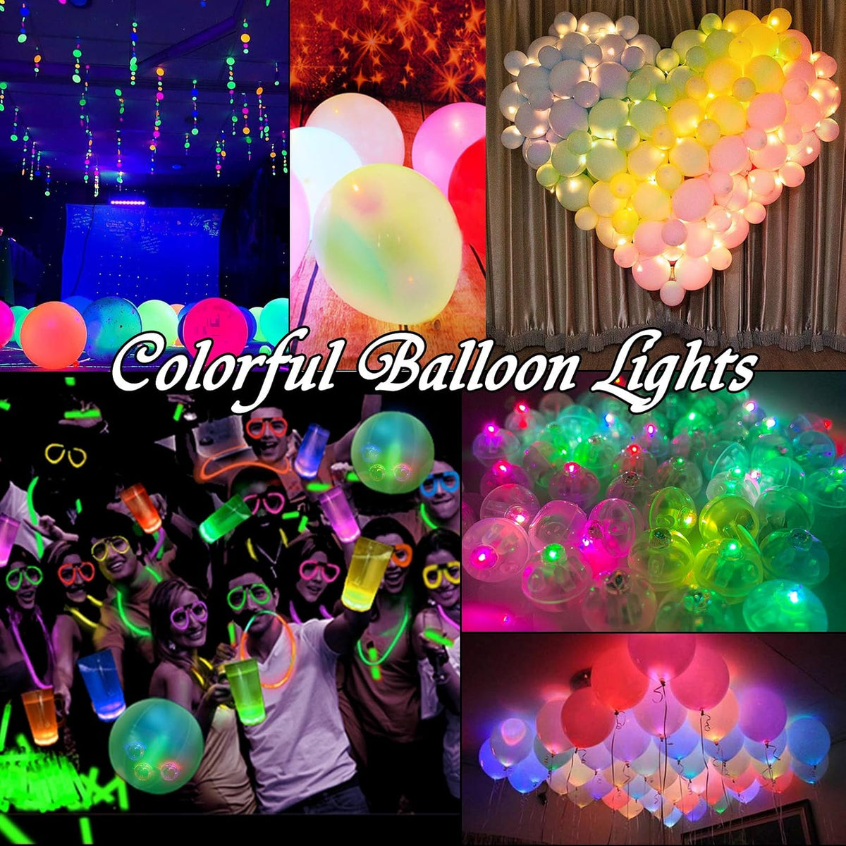 50pcs Multicolor LED Balloon Lights, Rainbow-Colored Round LED Flash Mini Ball Lights for Paper