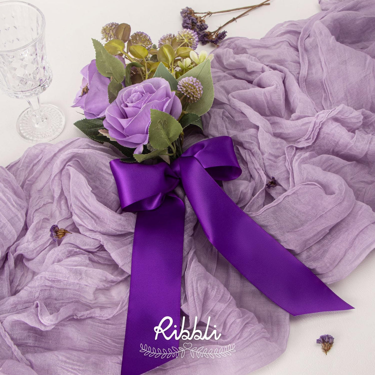 Ribbli Purple Satin Ribbon 2 Inch x Continuous 10 Yards, Double Faced Satin Ribbon Use for Bows