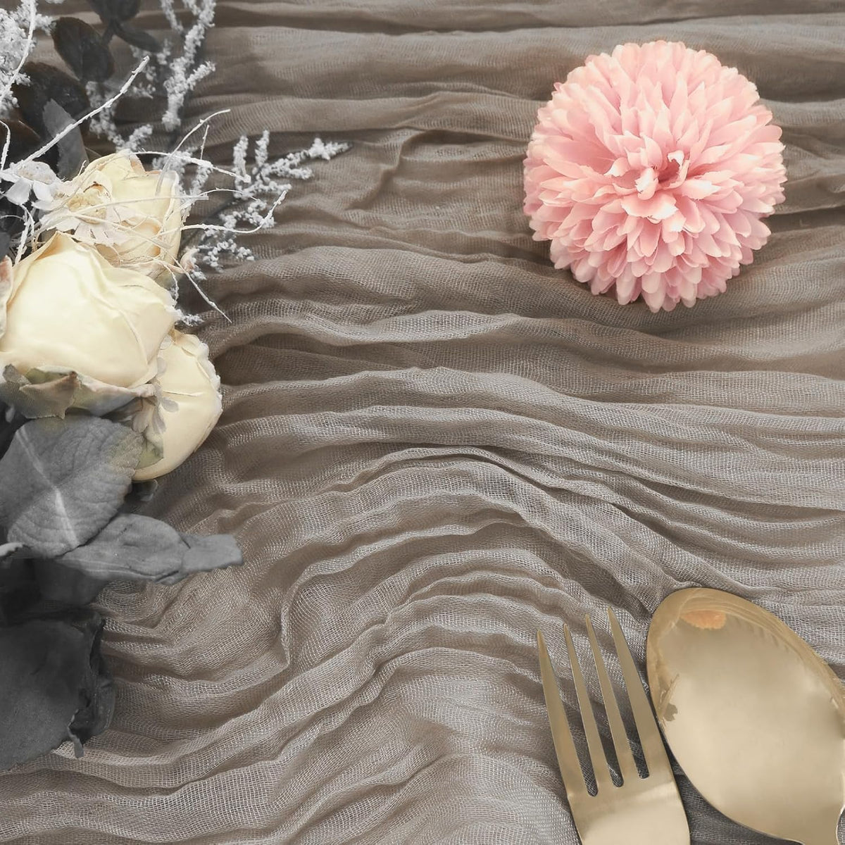 6Pcs Khaki Cheesecloth Table Runner 120 Inch10FT Nude Rustic Boho Cheesecloth Table Runnerfor