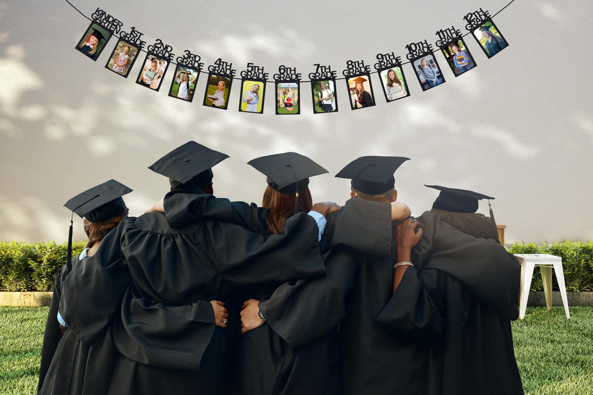 PartyHooman Graduation Photo Banner K-12, Kindergarten to 12th Grade for Middle/Junior, High/Senior