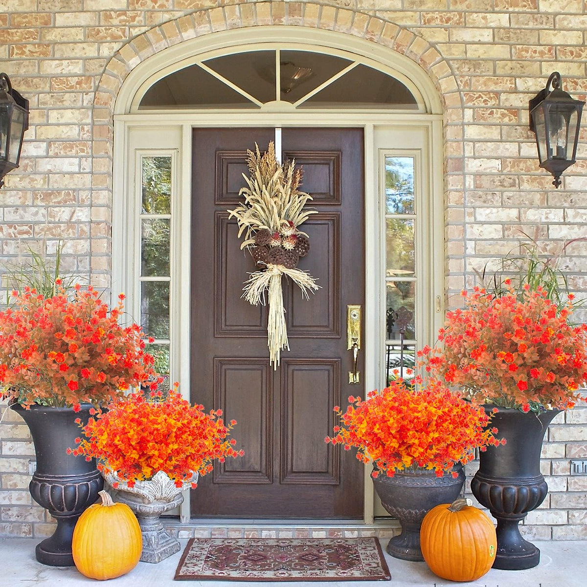 Artificial Fall Flowers, Fake Outdoor UV Resistant Autumn Plants for Home Kitchen Christmas