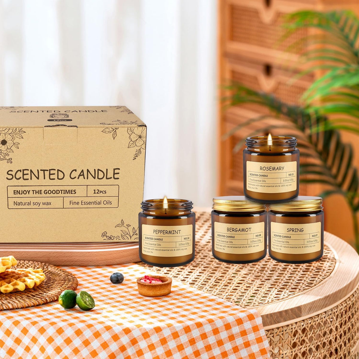 12Pack Scented Candle Set - Aromatherapy Candle Gift Set – Long Lasting Jar Candles for Men| Women