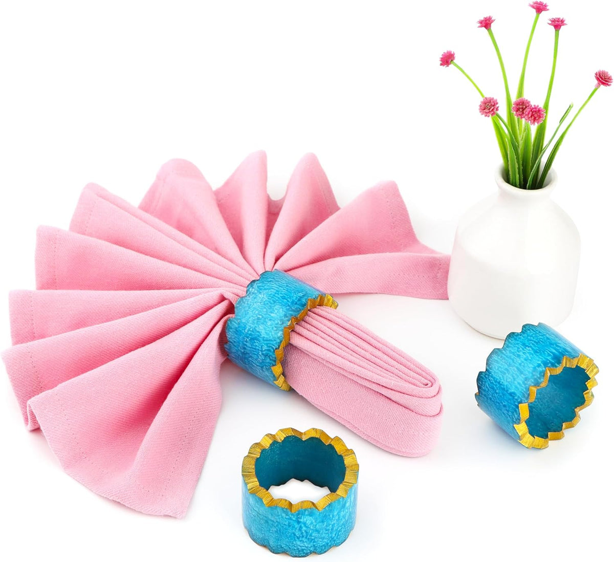 Handmade Epoxy Napkin Rings Set of 12 | Elegant Round Napkin Holders for Dining Table, Weddings