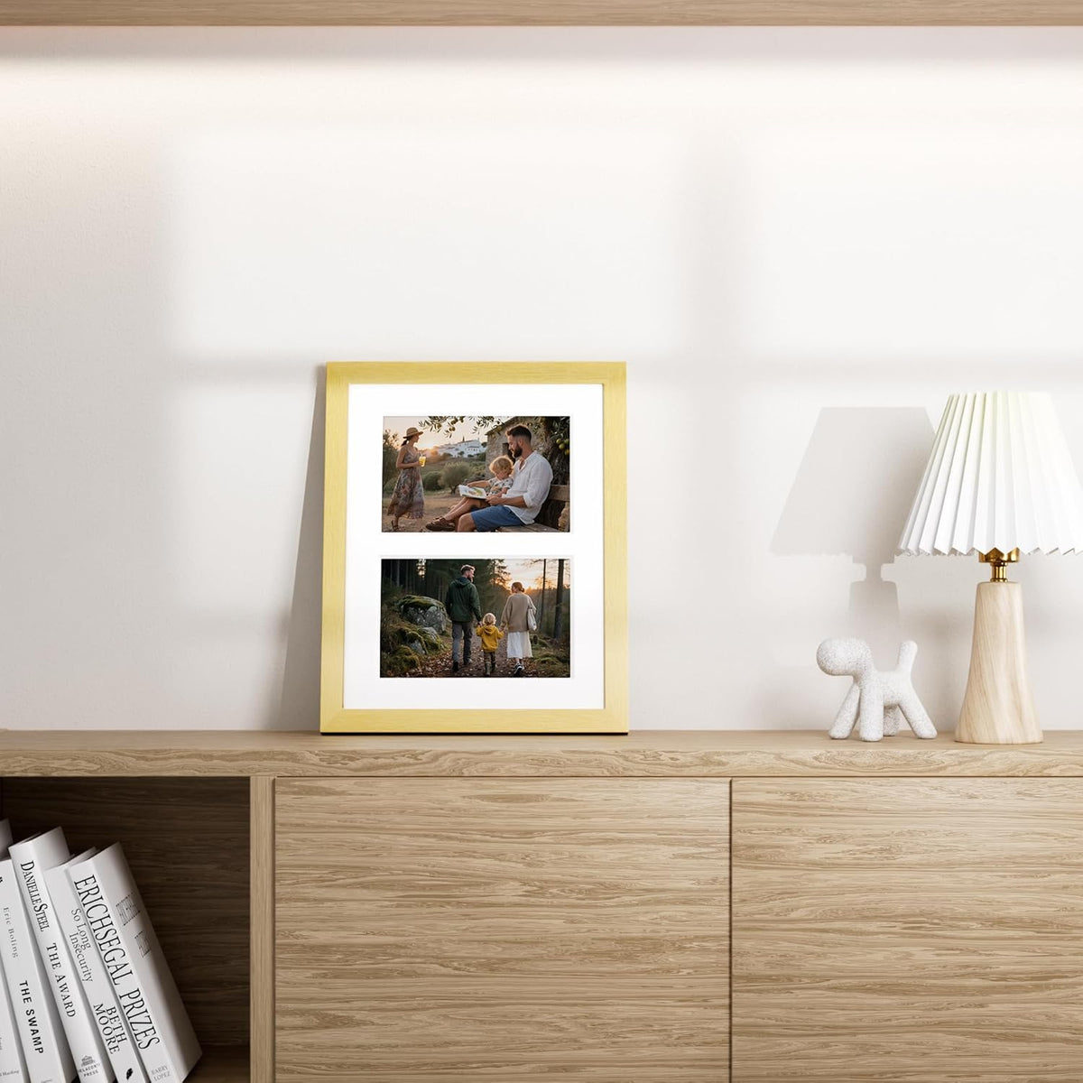 Vittanly 8x10 Collage Picture Frame, Displays 2Pcs 4x6 Pictures with Mat, Photo Frame for Wall