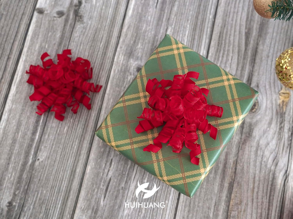 HUIHUANG Red Bows for Gift Wrapping Christmas Gift Bows 5 inch x 8 Counts Self-Adhesive Curly