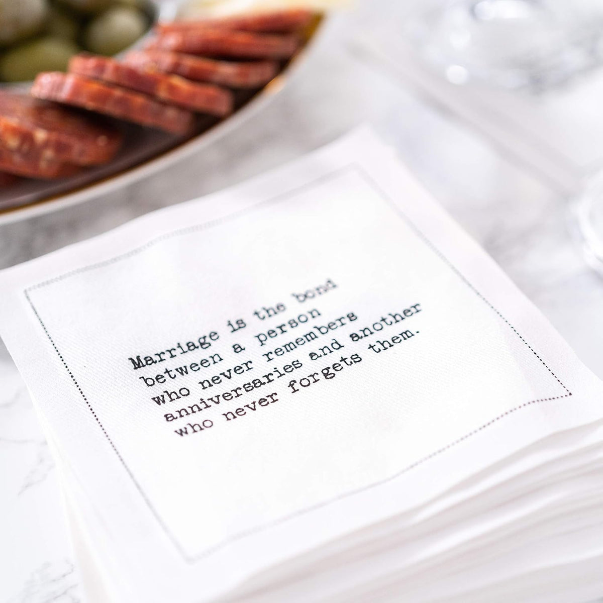 Five Star Napkins Marriage Quotes, White Cotton Cocktail Napkins, Beverage Napkins, Bar Napkins