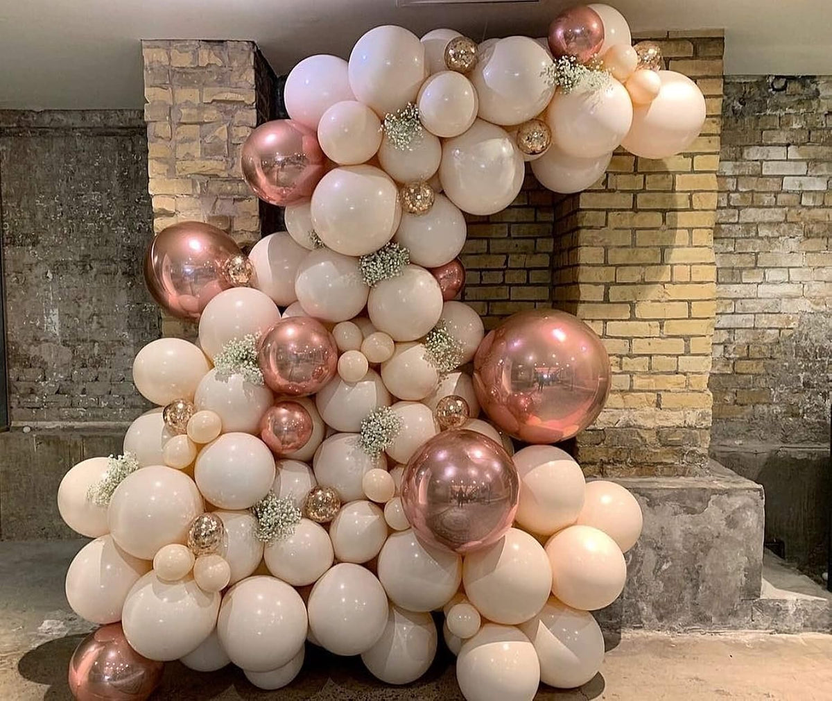 6 Pack Rose Gold 22 Inch 4D Foil Balloons Big 360 Degree Round Sephere Mylar Balloons Mirror Finish