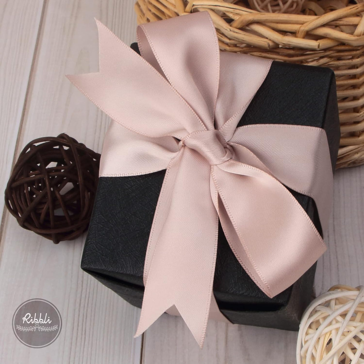 Ribbli Vanilla Double Faced Satin Ribbon,1” x Continuous 25 Yards,Use for Craft Bows Bouquet, Gift