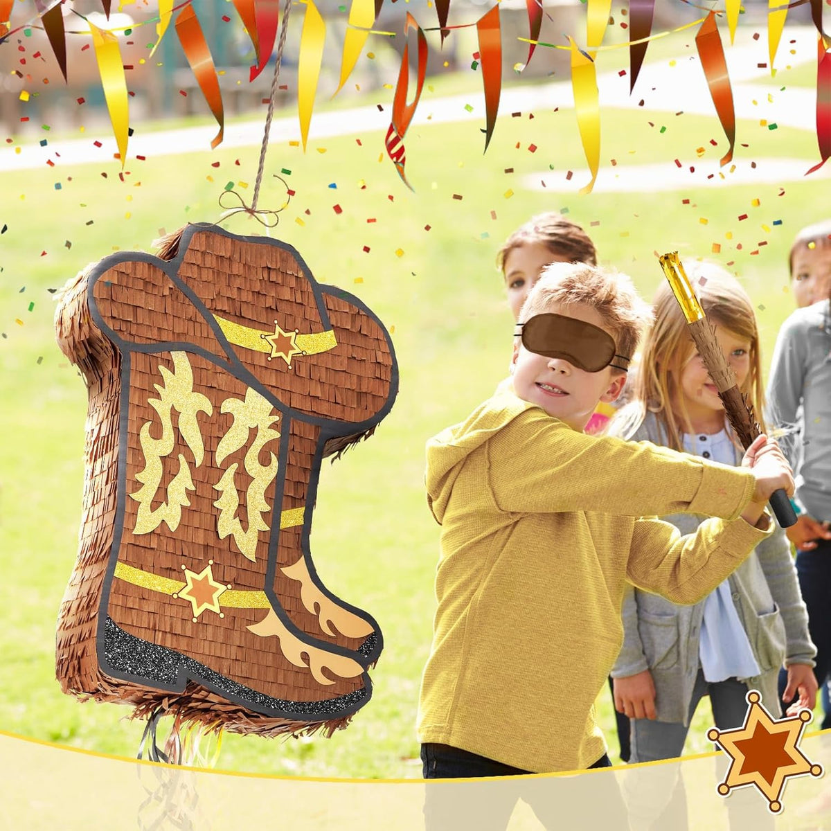 WERNNSAI Western Cowgirl Boot Piñata - Cowboy Hat Pinata Game Western World Theme Party Decorations