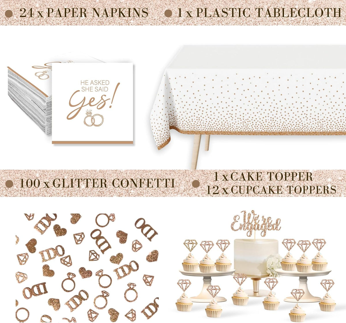 261 Pc Premium Engagement Party Decorations Kit – Elegant Mr. & Mrs. Wedding Balloons, Happy