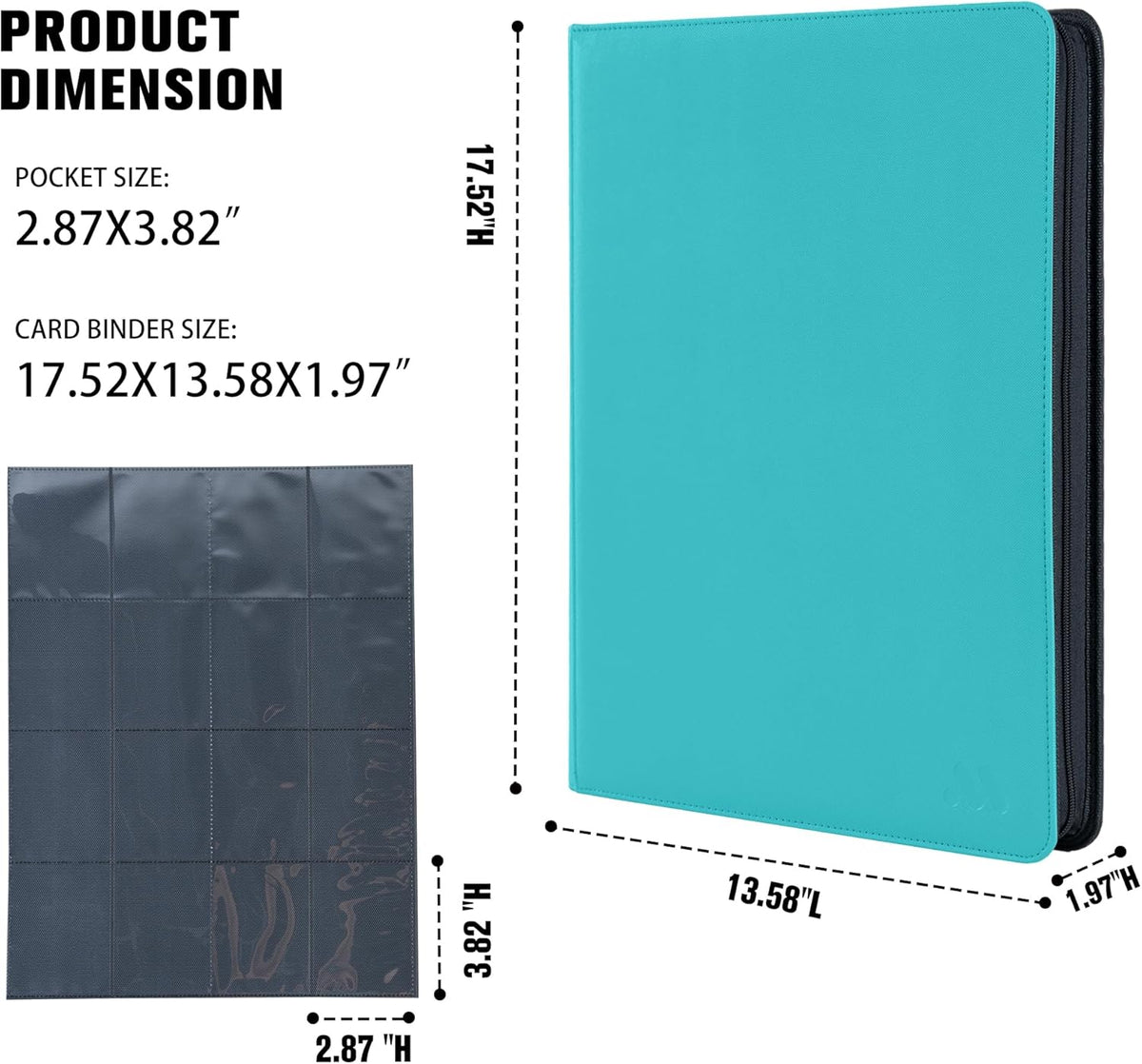 Premium 1000+ Pockets Card Binder,16 Pockets Trading Card Binder Ringless Side Loading Trading Card