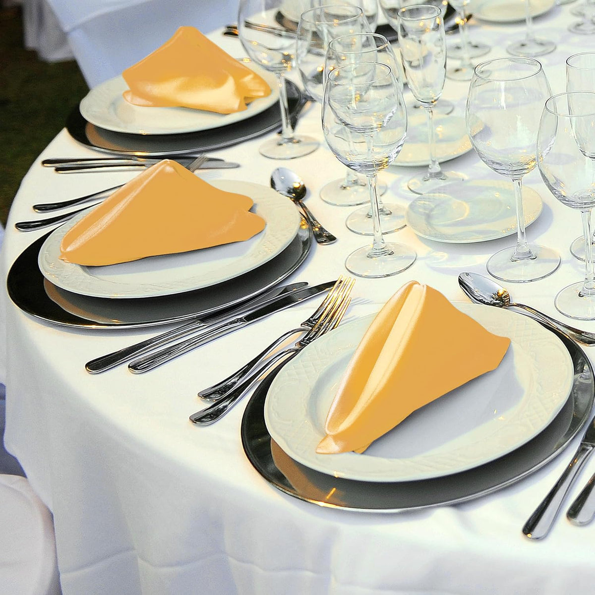 ANECO 12 Pieces Satin Napkins Soft Dinner Napkins Square Table Napkins 17 x 17 Inches for