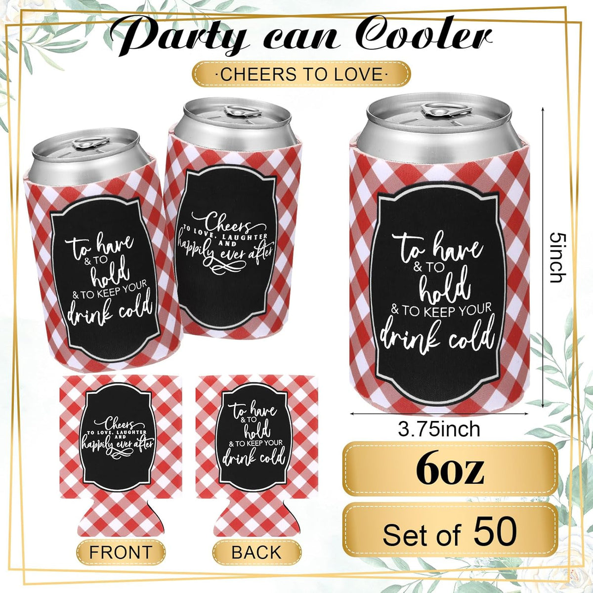 50 Pieces I Do BBQ Party Decorations Wedding Can Cooler Sleeves Bulk BBQ Party Favors for Guests