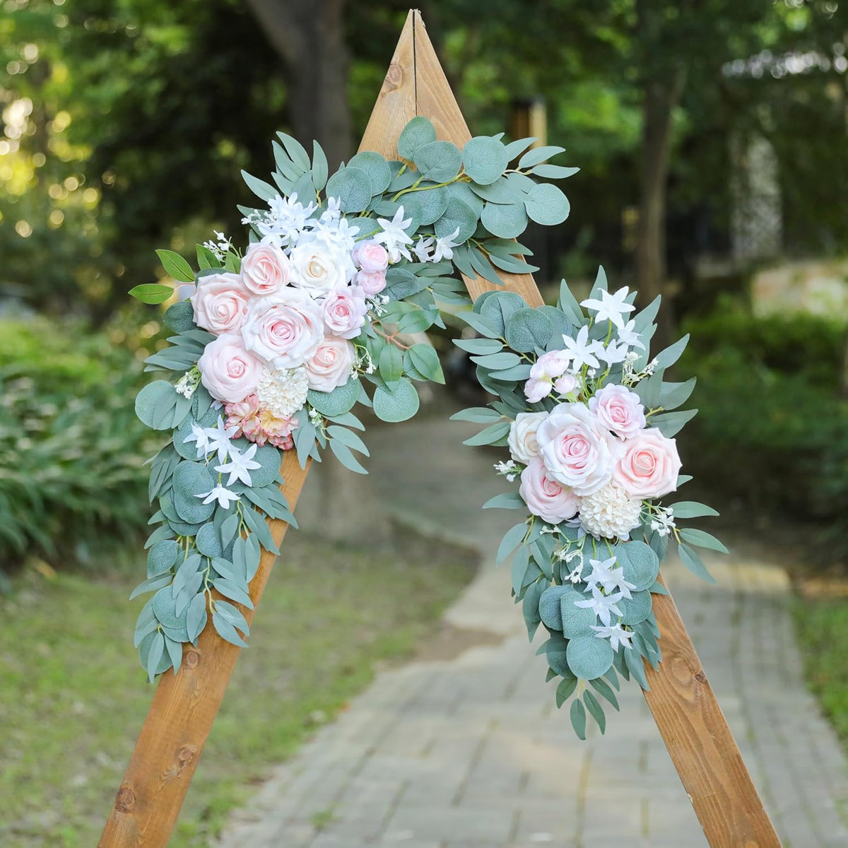 Artificial Pink Wedding Arch Flowers Swag Set of 2 for Welcome Signs, Reception and Ceremony