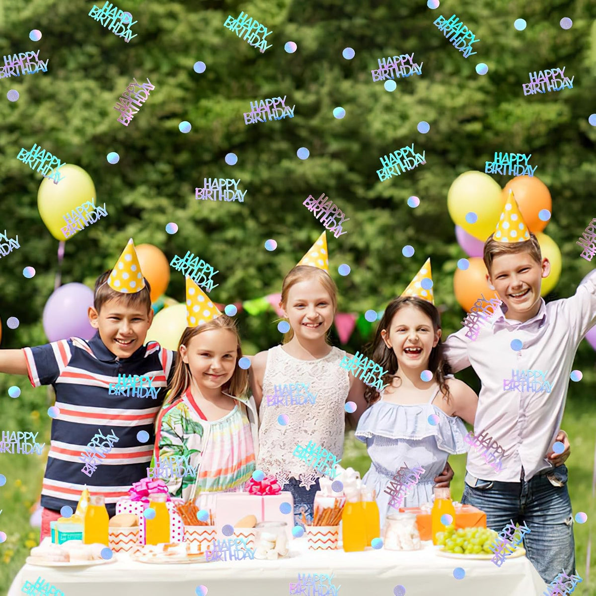 MARFOREVER Iridescent Happy Birthday Confetti, Birthday Party Confetti Metallic Foil Sprinkles