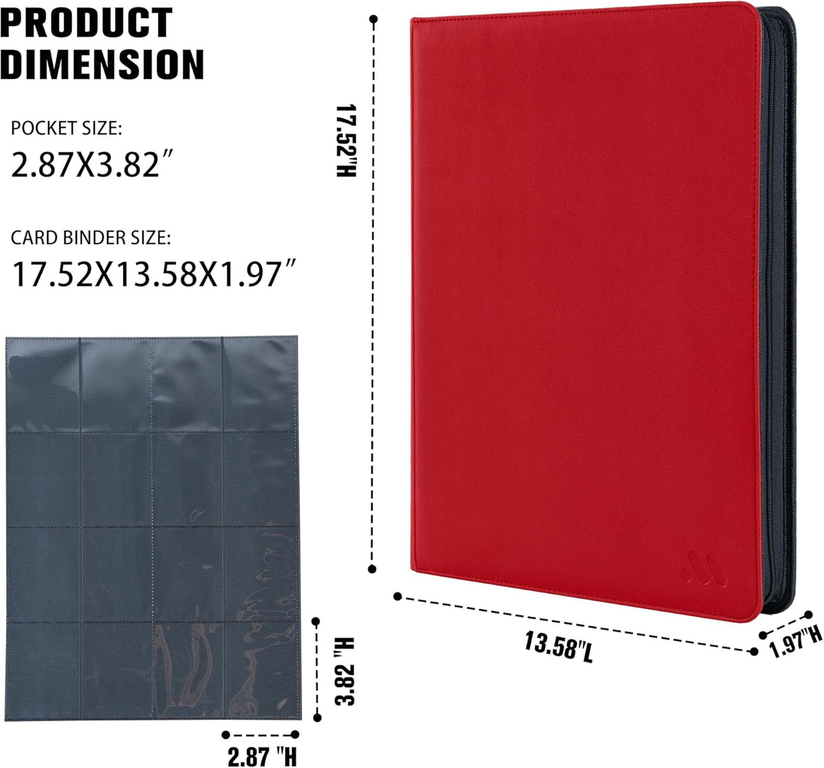 Premium 1000+ Pockets Card Binder,16 Pockets Trading Card Binder Ringless Side Loading Trading Card