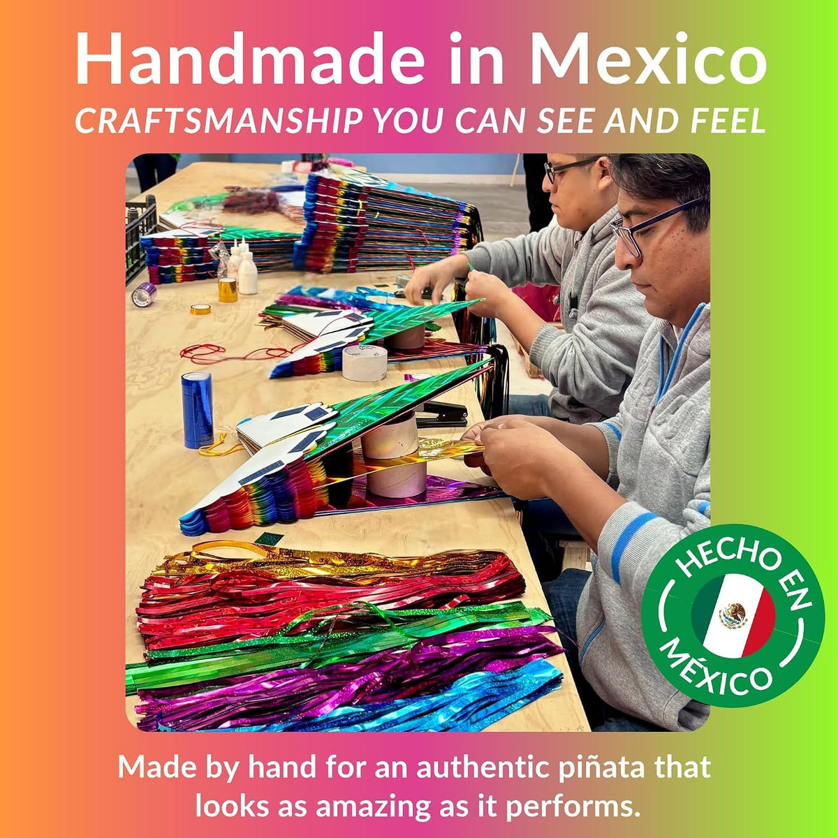 Mexican Piñata – 32-Inch Dopamine Brights Large Pinata, Folded, 25-ft Rope