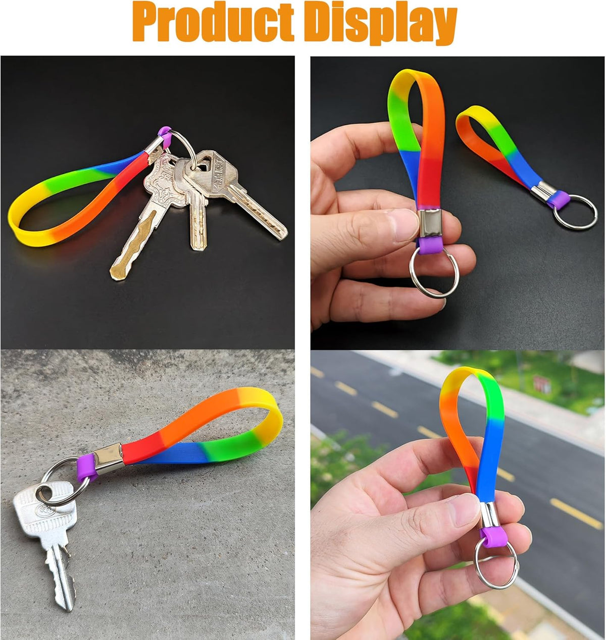 50 Personalized Silicone Keychains for Backpack Key Cellphone, Custom Silicone Keyrings
