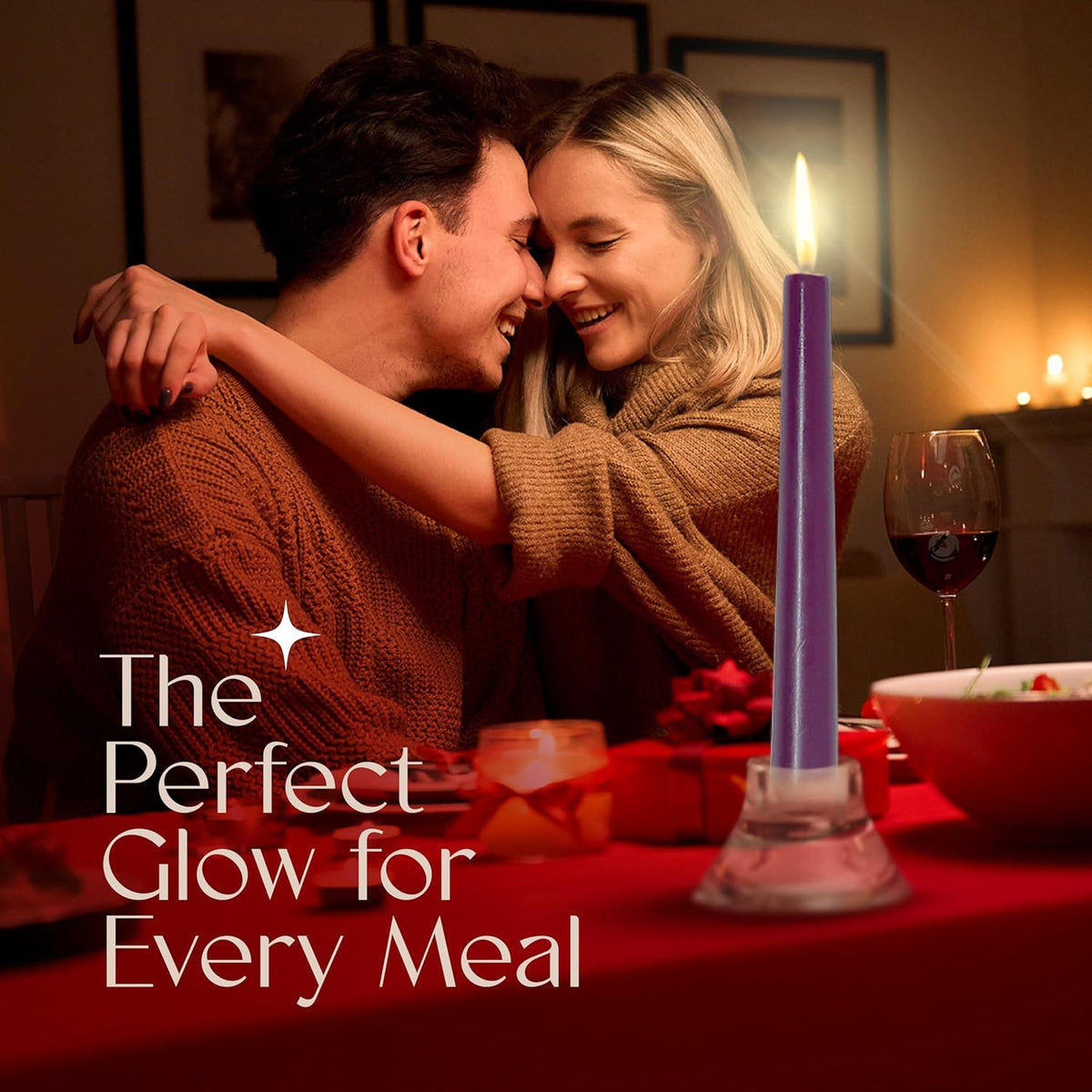 Leor & Lair Purple Taper Candles - 4 Pack 10" Purple Candlesticks - Unscented Long Burning Candle