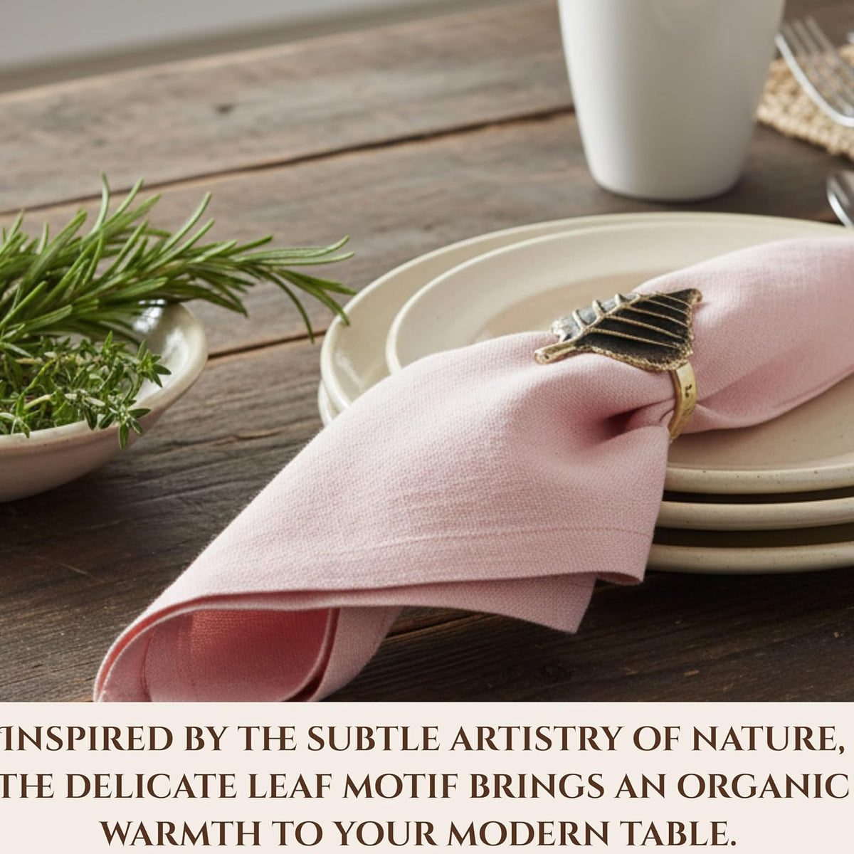 Set of 12 Rooster Napkin Rings for Farmhouse Decor | Premium Metal Leaf Dinnerware Napkin Holders |