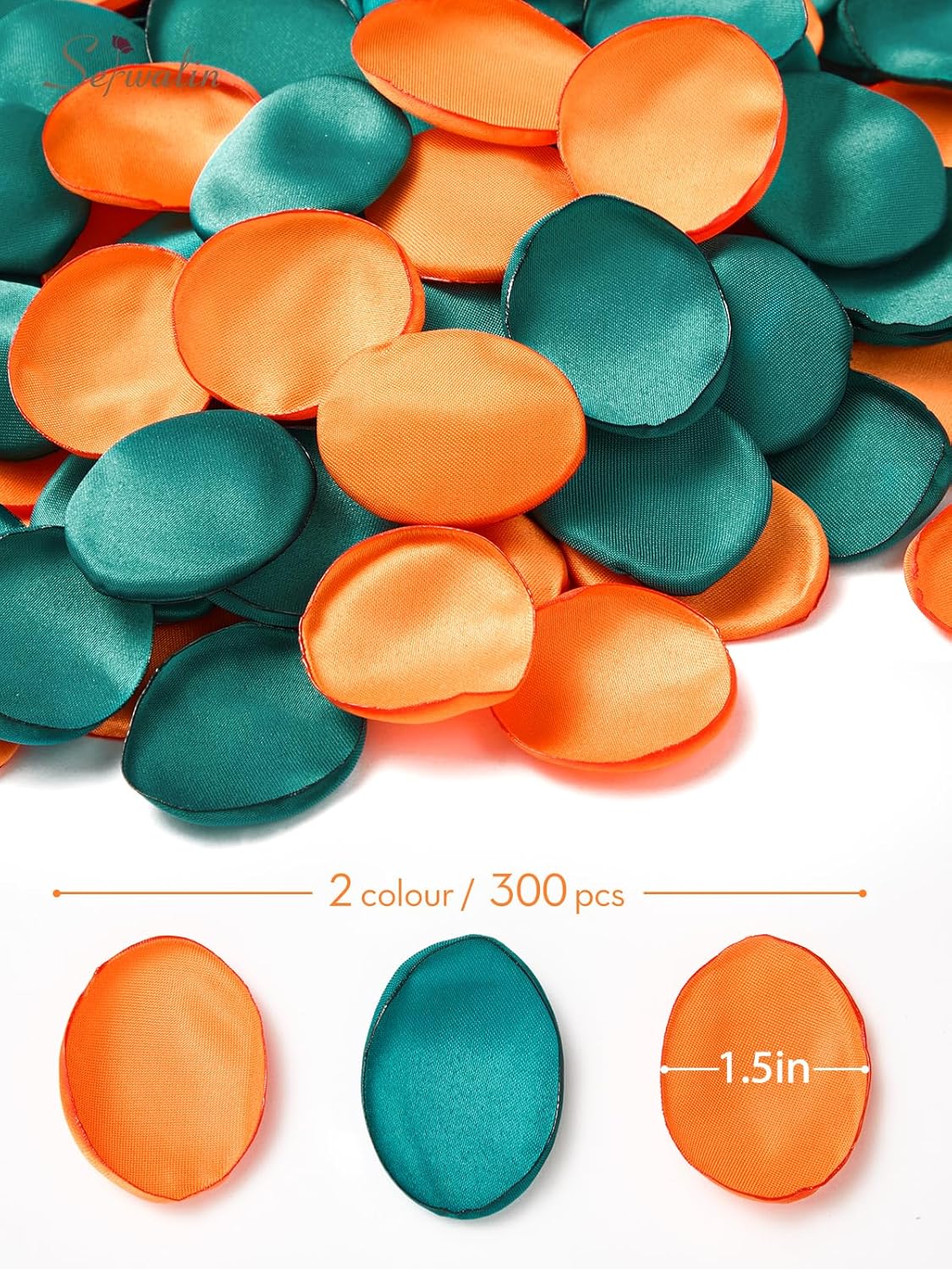 Serwalin 300Pcs Silk Rose Petals Fake Flower Petals Green Orange Artificial Rose Petals for