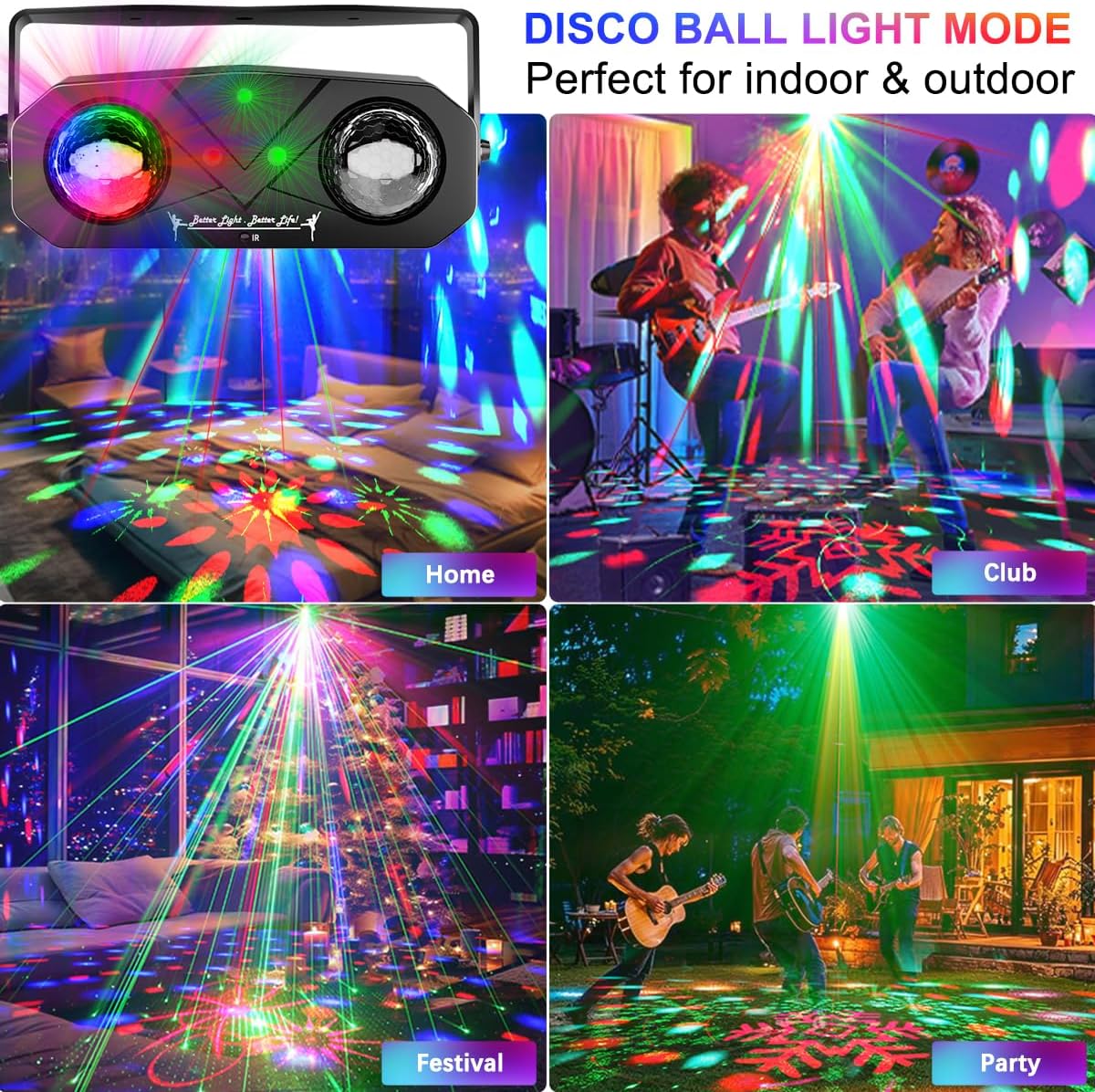 Disco Ball Light,Party Disco Dj Strobe Ocean Star Projector Dance Light Sound Activated with Remote