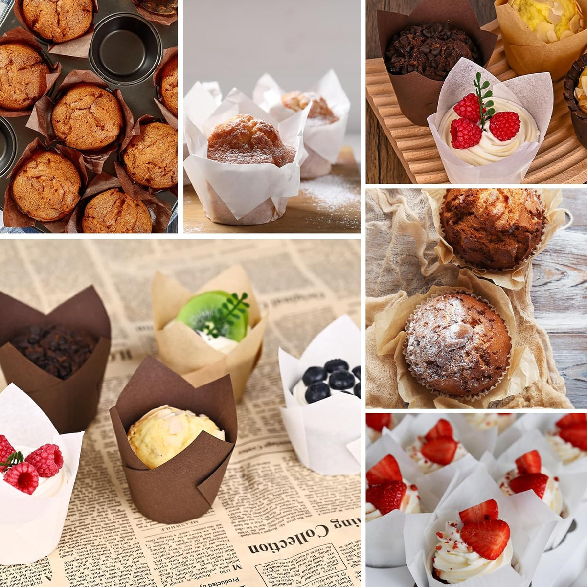 Tulip Cupcake Liners for Baking 200 Cups, Unbleached Parchment paper Muffin Liners, Upgraded