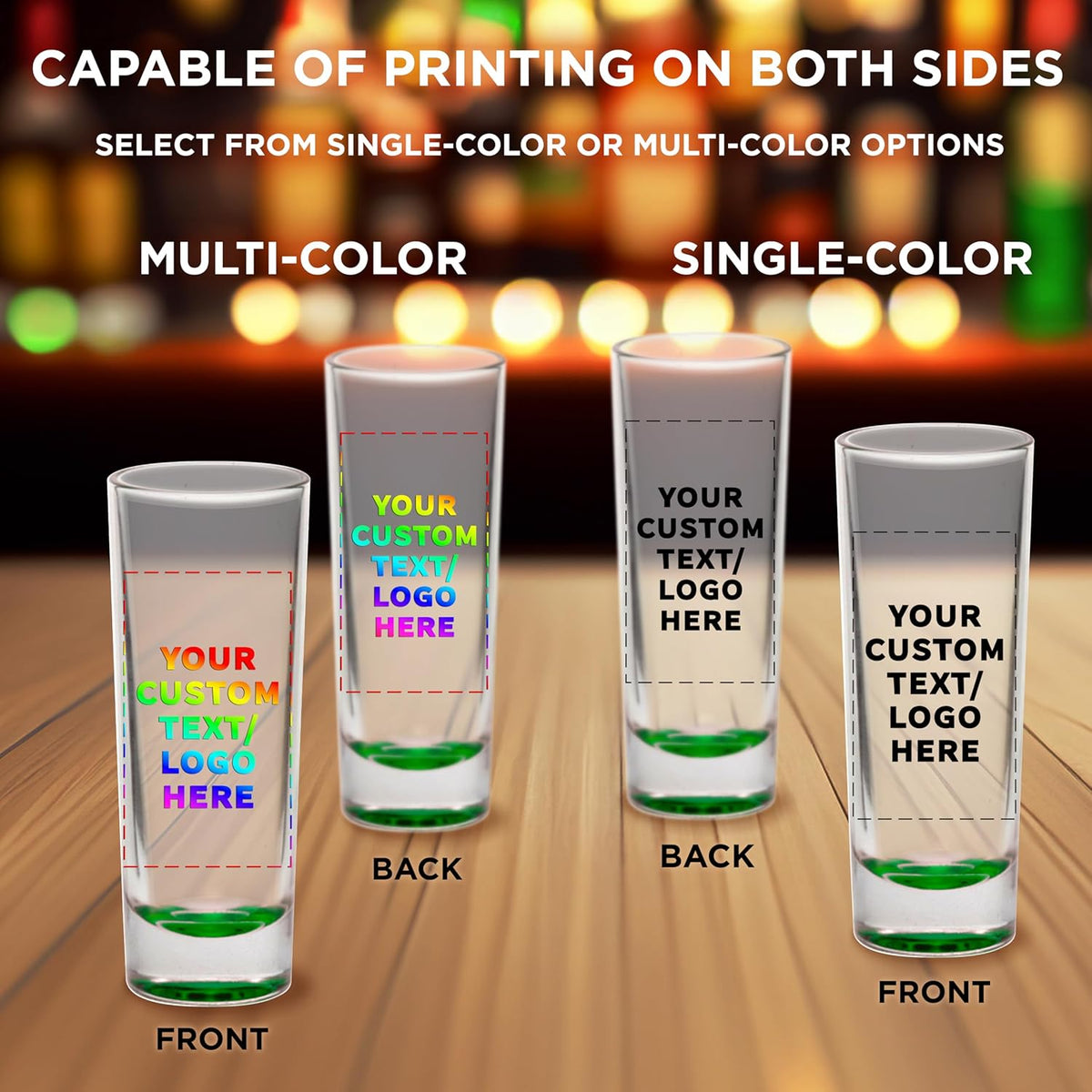 Custom Cordial Shooter Shot Glasses 2 oz. Set of 100, Personalized Bulk Pack - Great for Birthdays