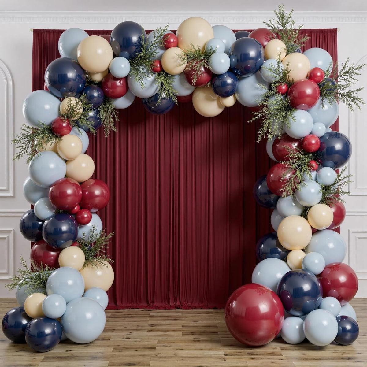 30 ft x 10 ft Wrinkle Free Maroon Backdrop Curtain for Parties, Polyester Burgundy Photo Backdrop