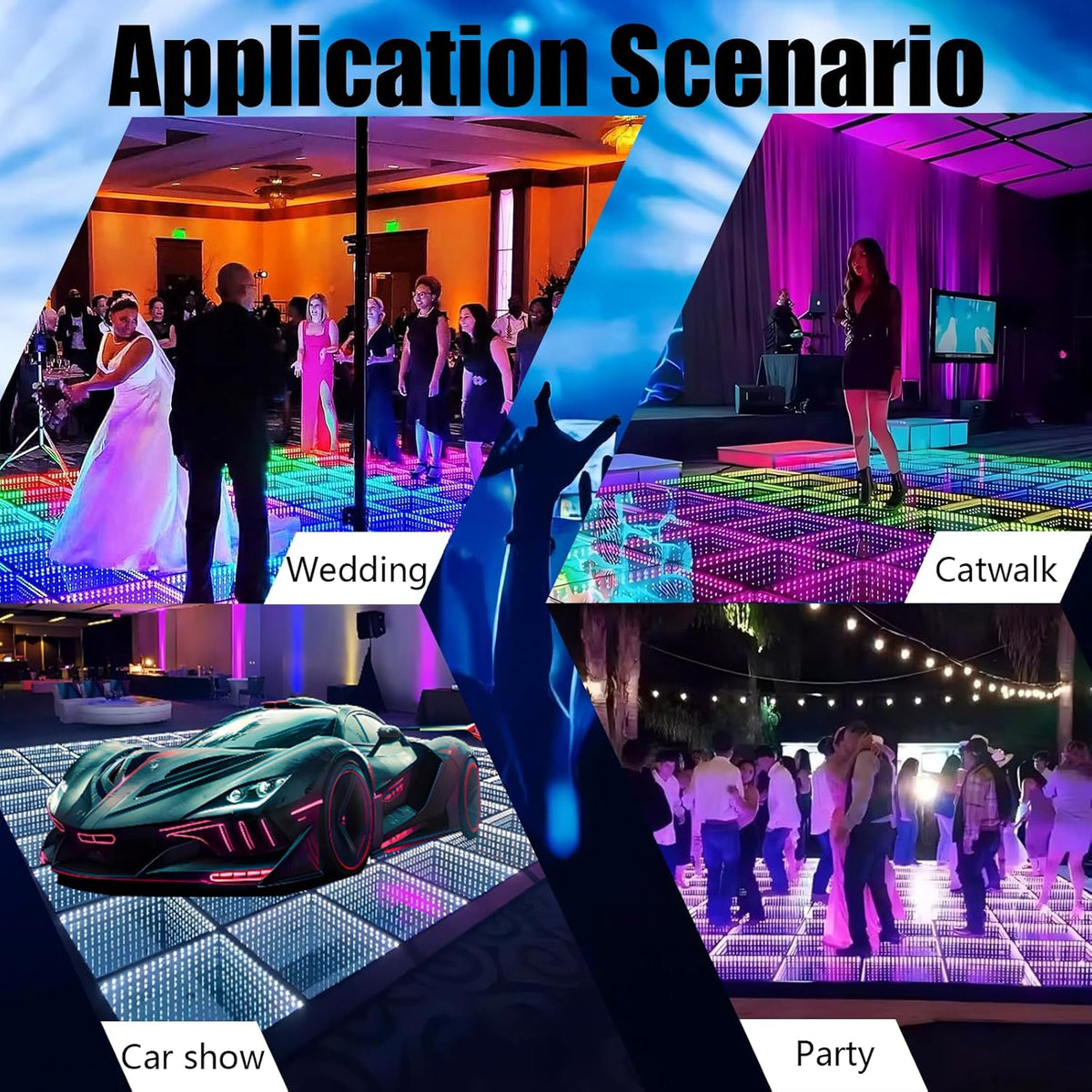 Dance Floor Stage Lights Tempered Glass Infinity Mirror Panel 3D Effect Led Dance Floor for Wedding