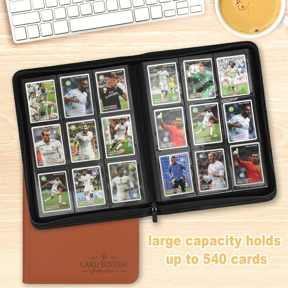 Trading Card Binder, Card Collection Binder Album Folder with 540 Side Loading Pockets, 9 Pocket