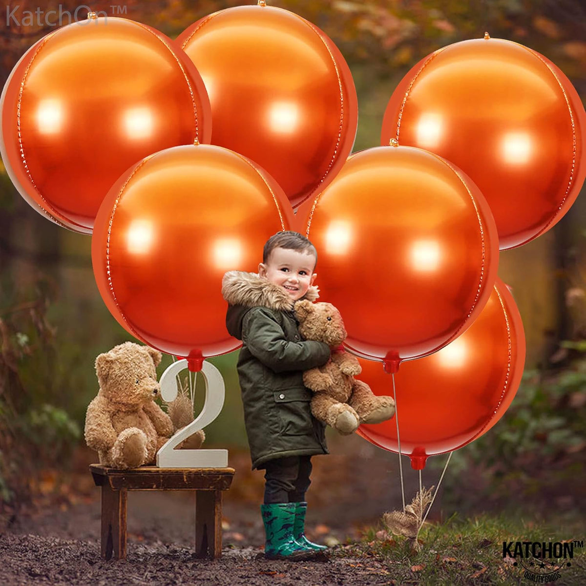 KatchOn, Orange Mylar Balloons - Big, 22 Inch, Pack of 6 | 4D Foil Metallic Balloon for Orange